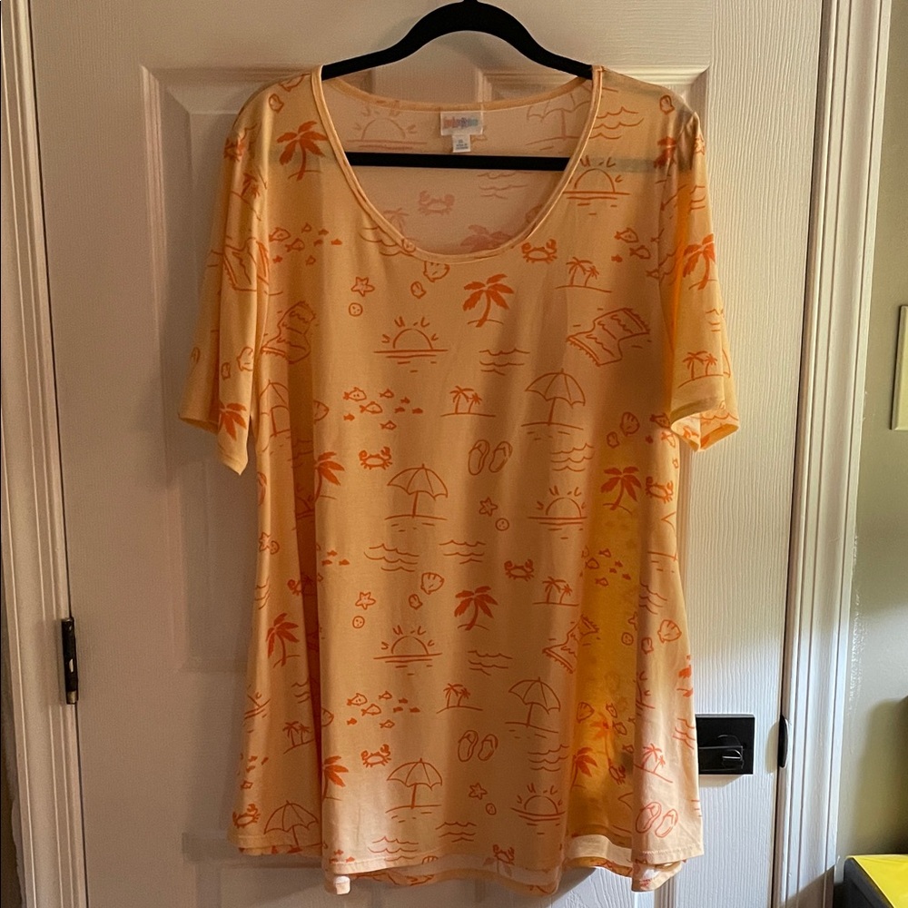 Orange Beach Print T-Shirt